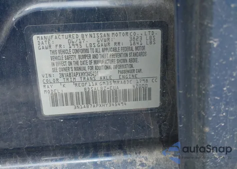 2017 Nissan Sentra S z USA, uszkodzony, nr VIN 3N1AB7APXHY345494